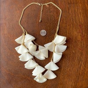 Natasha cream flutter and gold bib necklace